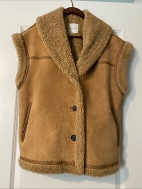NWOT! Avec Les Filles Tan Shearling-Lined Suede Vest.